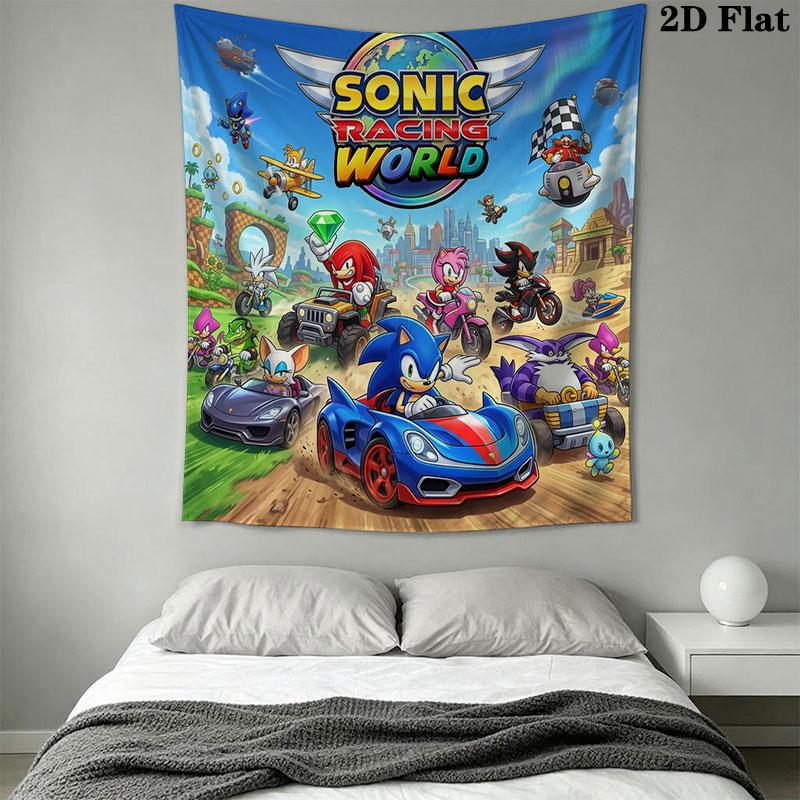 Hedgehog Sonic Wind Wall Hanging Printed Fabric Blanket Decorative Tapestries for Bedroom Living Room Home Decor
