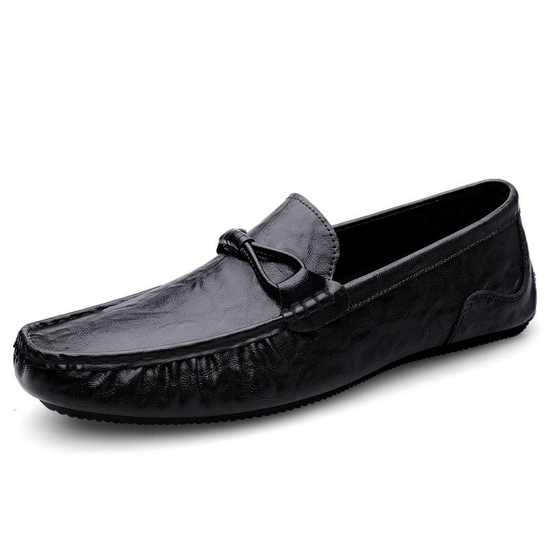 Fashion Cowhide Breathable Men's Casual Leather Shoes Soft Soled Men's Driving Shoes Loafers