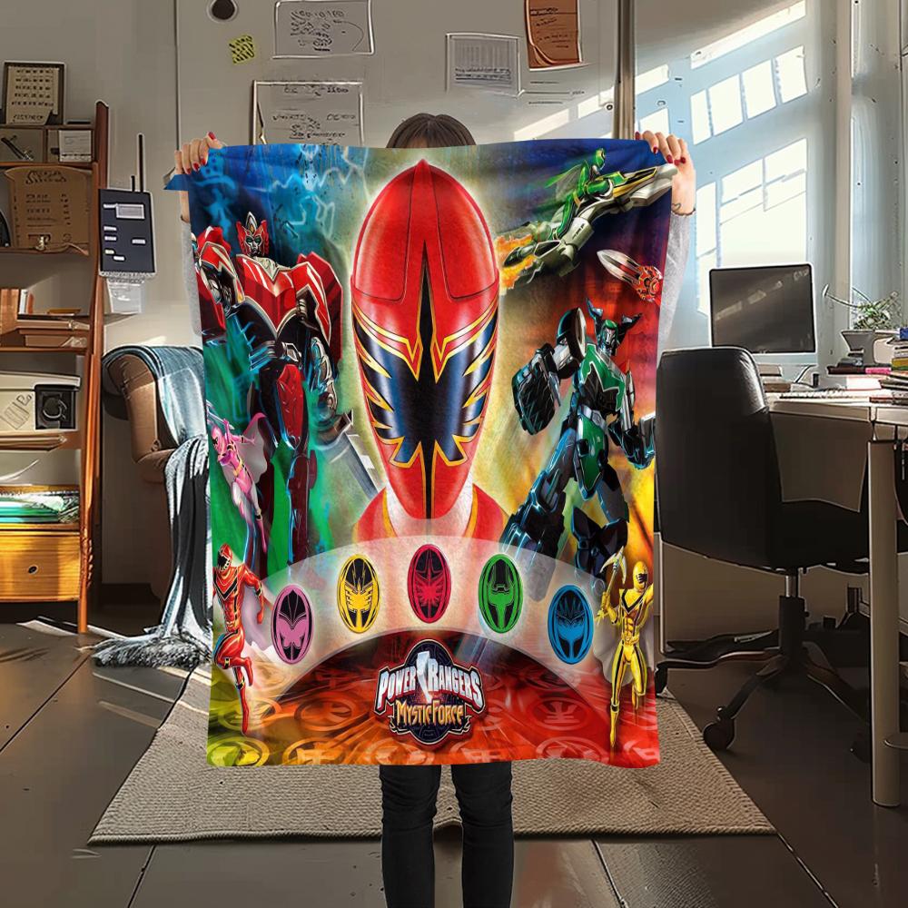 1 Stück Power Rangers Aufdruck Flanelldecke, Hohe Qualität, Bequem für alle Jahreszeiten, Heimdekoration, Wärme und Komfort, Perfekt für Geschenke