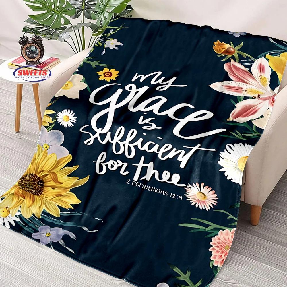 Devout Faith Bible Verses Flannel Blanket Throw Sofa Bed Cover Four Season Soft Fluffy Quilt Blanket Outdoor Leisure Nap Office