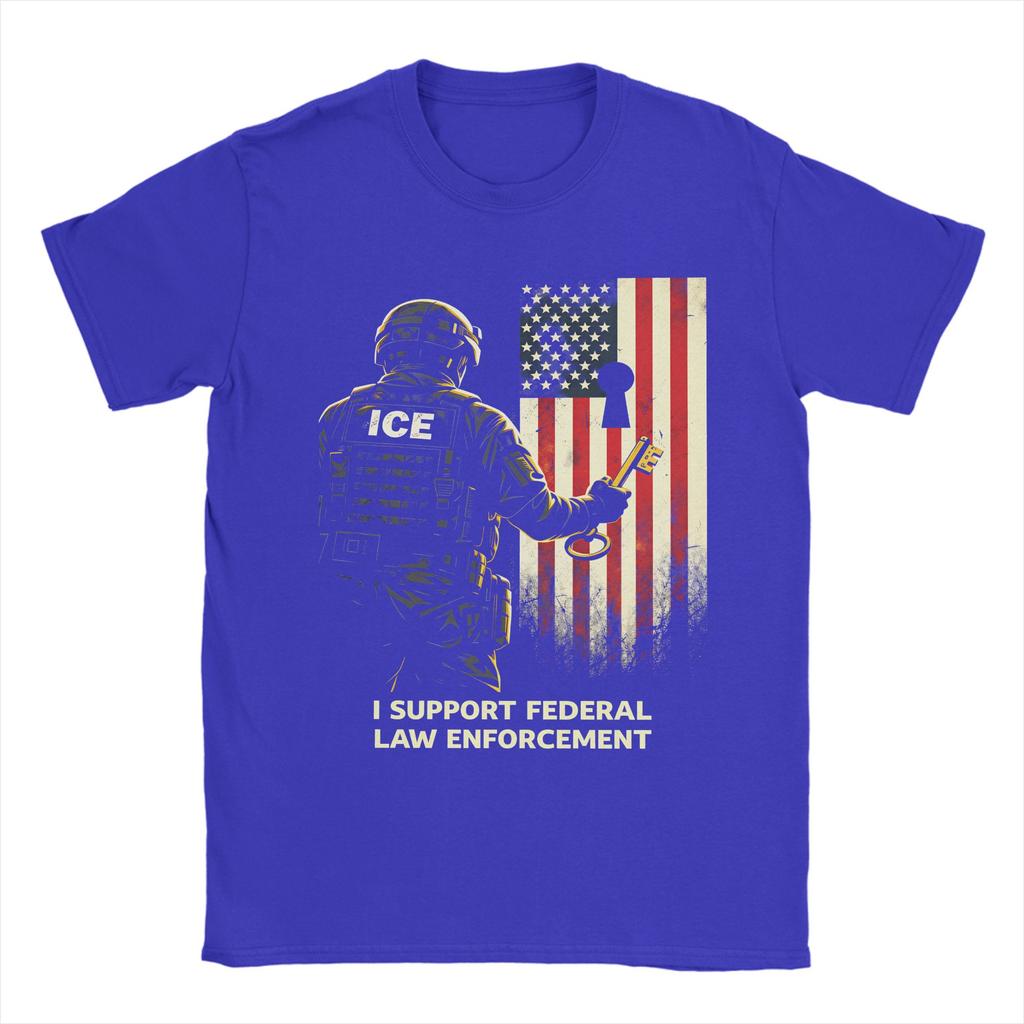 Summer ICE Agent I Federal Law Enforcement Popular T Shirts  Cotton Tee Shirt for Men Aesthetic Design Short Sleeve Tops