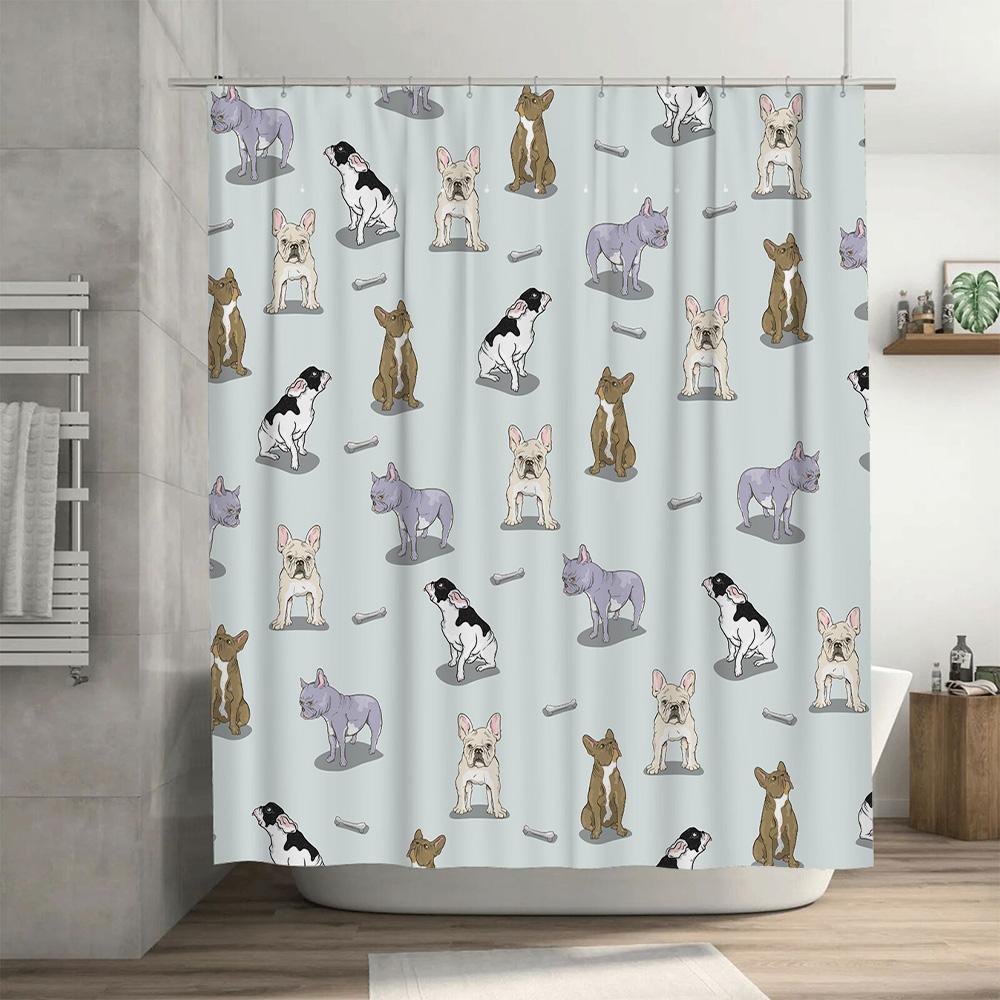 Luxury Pink Bath Curtain with Monogram Print for Bathroom Decor, Modern Shower Curtain Waterproof Fabric Home Decoration Size: 7