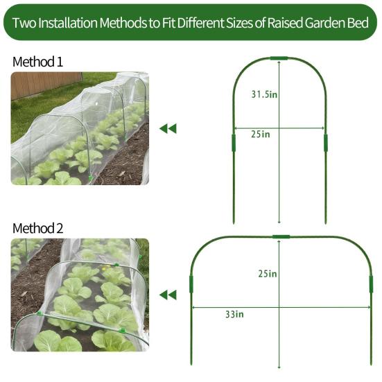 Gartennetz-Set für Hochbeete, Feinmaschige Gartengitterabdeckung für Reihen, Anzuchttunnel-Set mit Bögen, Clips, Insektenschutznetz