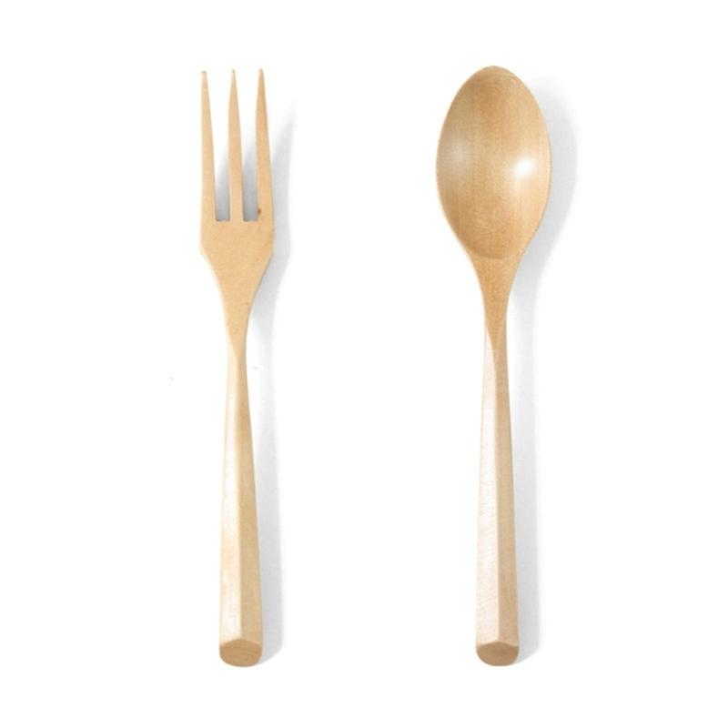 Natural Beechwood 2 Piece Spoon And Fork Set Comfort Handle Wooden Cutlery Dishwasher Safe Kitchenwares Essential 1