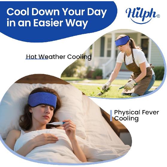 Hilph Headache Ice Pack Migraine Ice Head Wrap, Reusable Head Cold Pack Forehead Ice Pack for Migraine Relief, Headache Tension, Sinus Pain, Chemo,