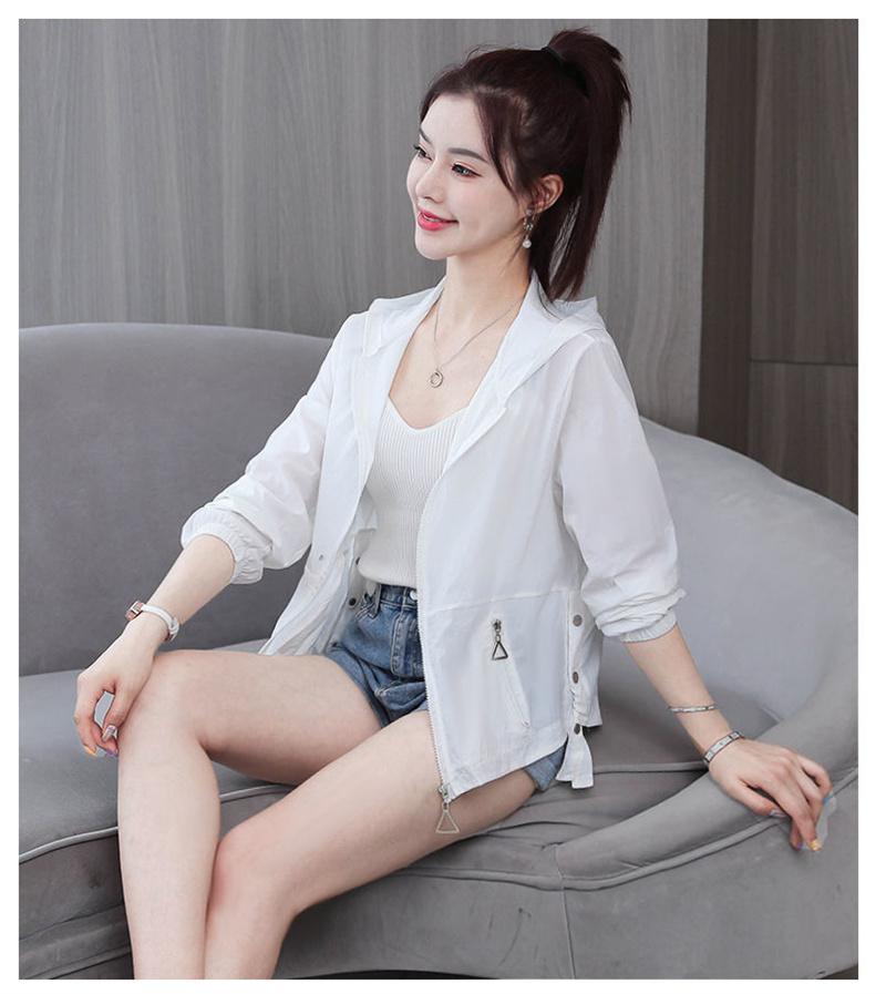 Summer Women Hooded Short Breathable Sun Protection Clothing Woman New Sporty Loose Long Sleeved Anti UV Cardigan Thin Coat