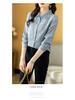 2023 Spring Women's Cotton Jacquard Shirt with Doll Collar and Long Sleeves
