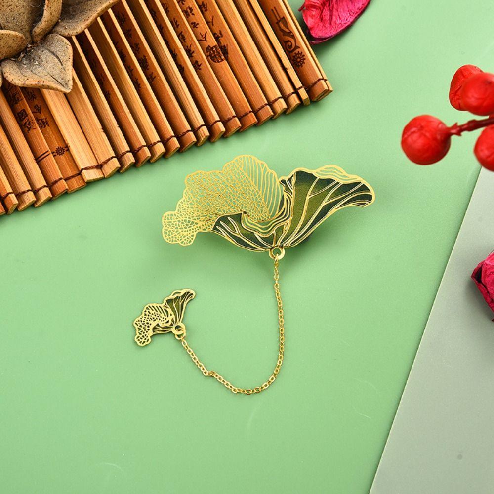 Lotus Leaf Metal Bookmark Pendant Rose Bookmark Stationery Lotus Leaf Book Mark  Student