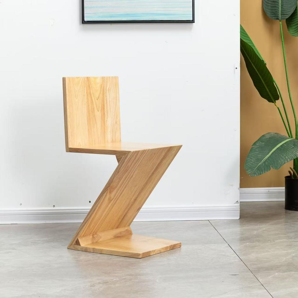 Nordic Living Room Chair Home Dining Chair Vintage Solid Wood Chair Designer Irregular-shaped Accent Chairs for Living Room