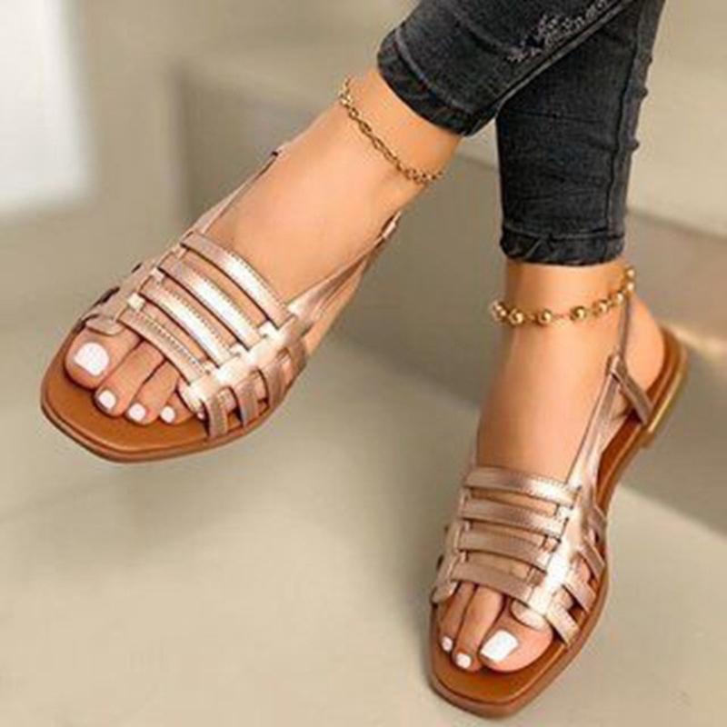 Women Sandals Woman Summer Hollow Out Roman Shoes  Women's Gladiator Open Toe Beach Flats Ladies Footwear Plus Size 35-43