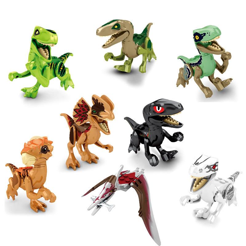 Jurassic Dinosaur Park Dinos World Building Blocks Animals Tyrannosaurus Rex Indominus I-Rex Blue Figures Triceratops Toys