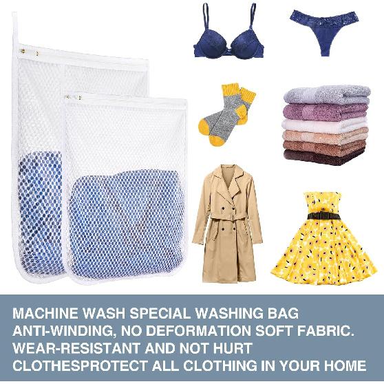 4 pcs Durable Honeycomb Mesh Laundry Bags for Delicates 2 Large (16" x 19") 2 Medium (12" x 15")