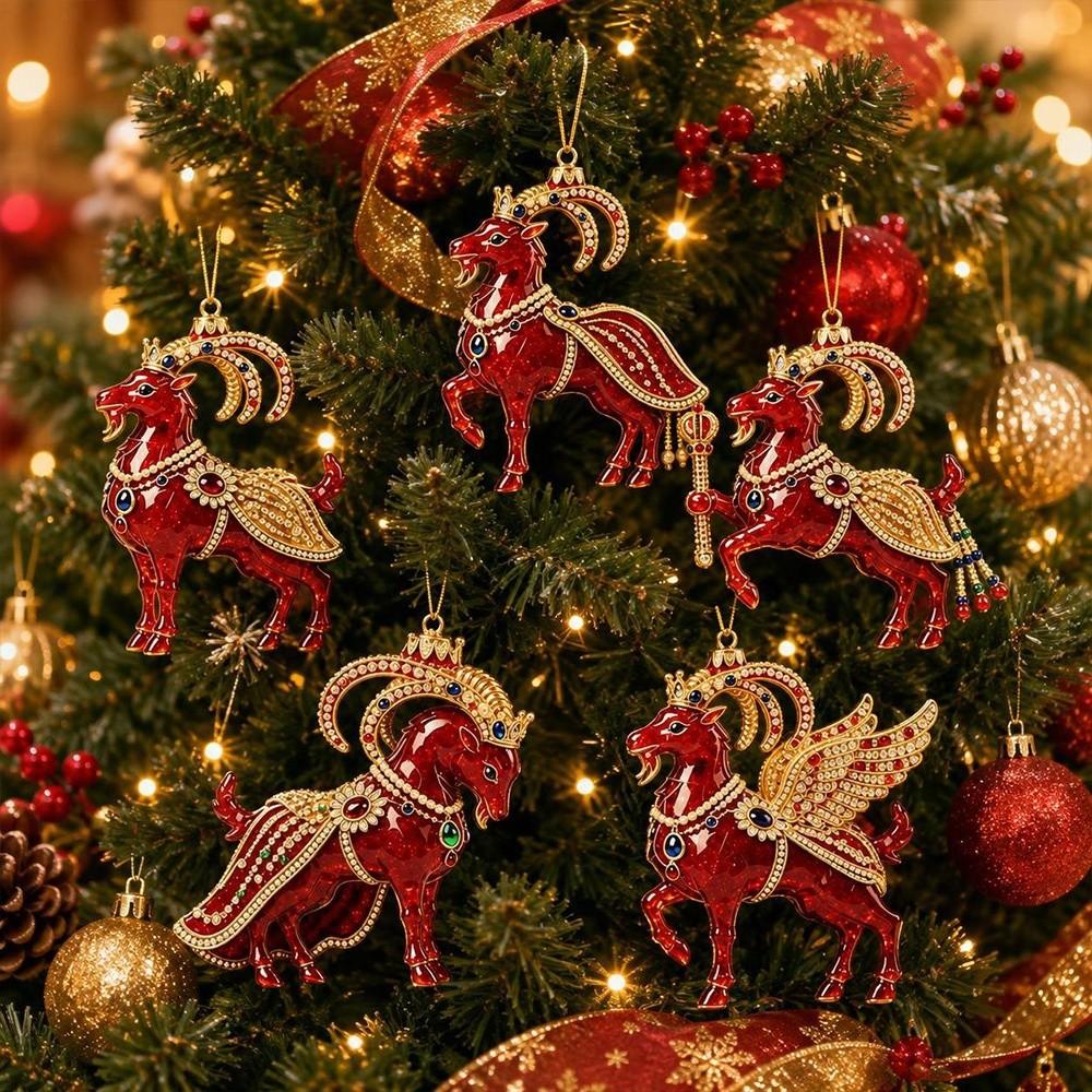 Shining Goat Hanging Ornament Set 2D Flat Christmas Tree Ornament New Goat Pendant Bag Charms