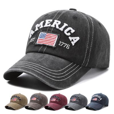 Unisex Soft Top Embroidered Washed Vintage Baseball Cap Sports Sun Shading Cap