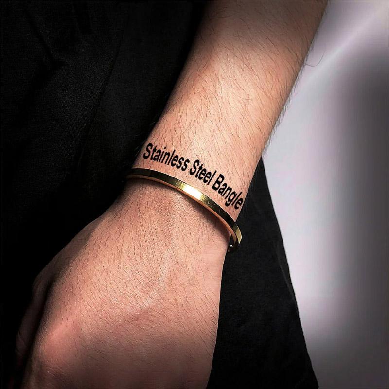 Simple Style 4mm/6mm/8mm Stainless Steel Open Bangle Unisex Unfading Not Allergic 3 Colors Charm Bracelet Leisure Pulseira Joias