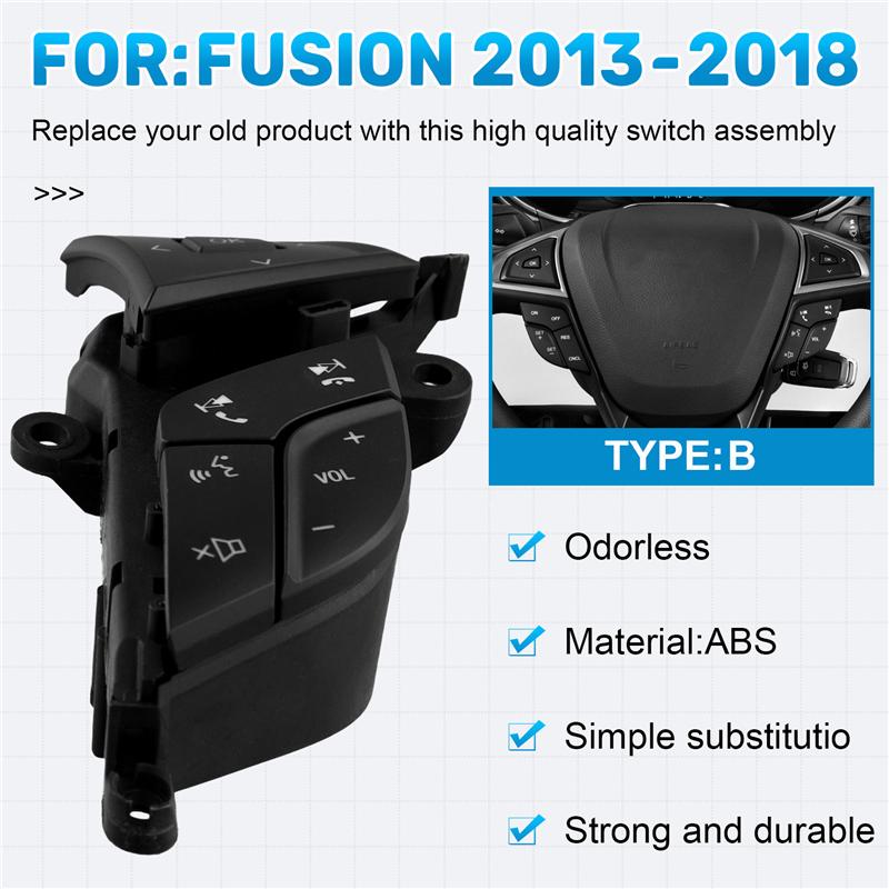 Car Steering Wheel Volume Adjustment Switch Assembly Multifunction Switch DG9T-9E740DBW For Ford Fusion 2013-2018 ,B