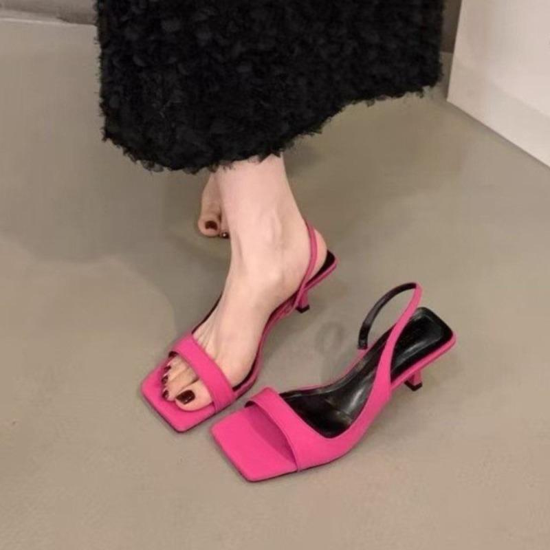 Fashion Temperament Stiletto Sandals Women's Summer New Square Toe Open Toe with Skirt Wear Fish Mouth Roman High Heels