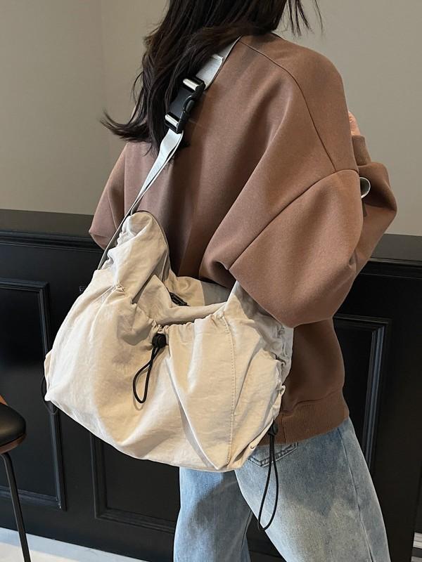 Nylon Casual Crossbody Bag For Women With Drawstring Closure For Daily Use