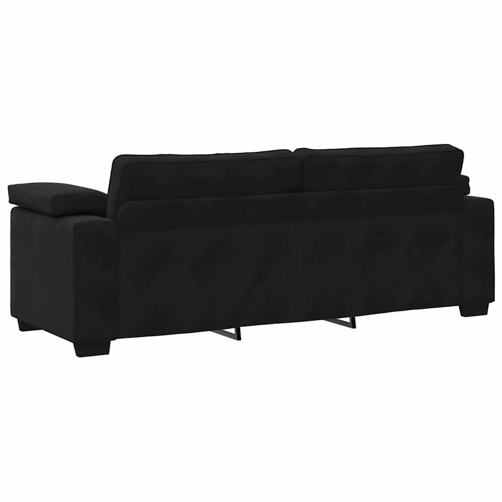 3 Seater Sofa Black 220x77x82 cm Velvet
