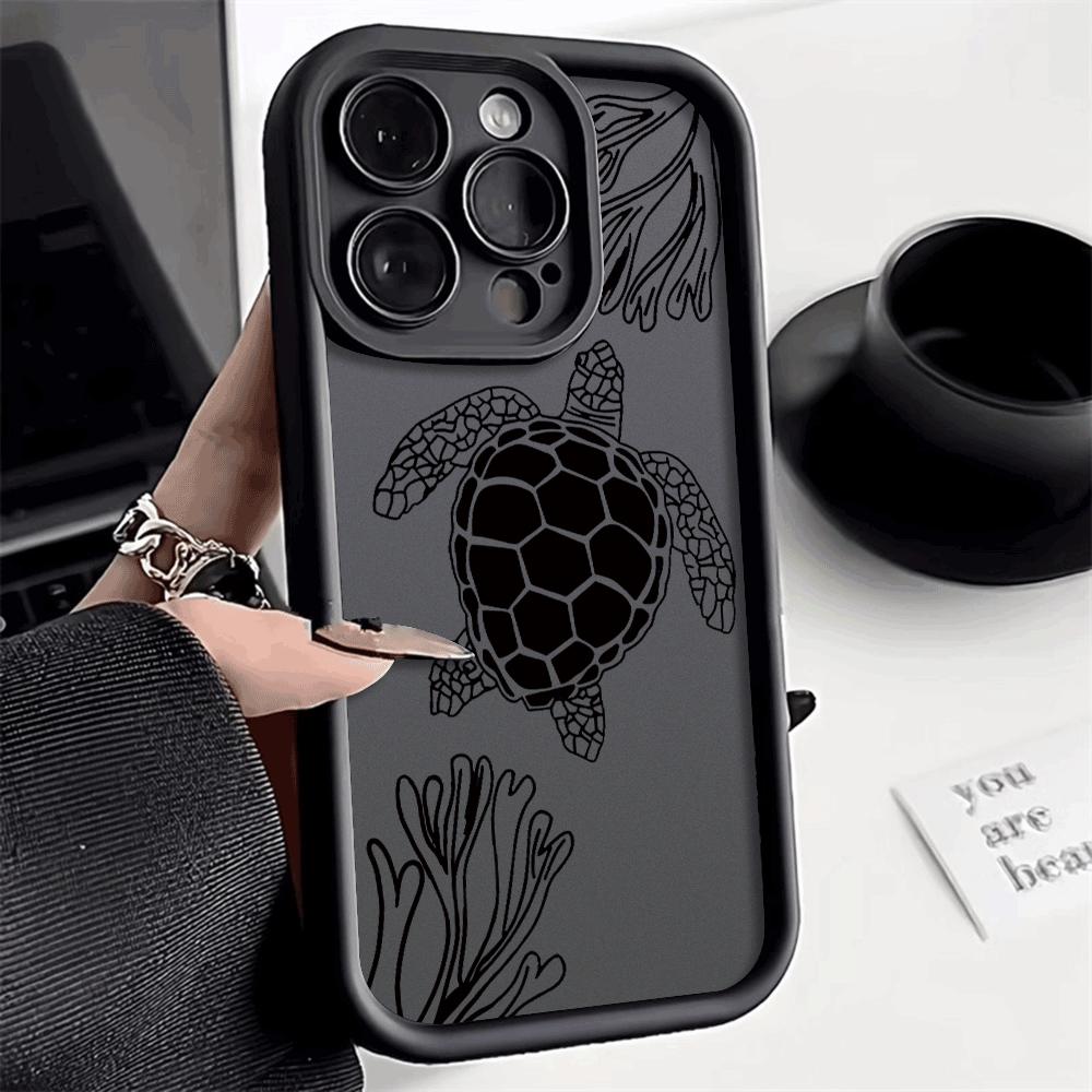 Black and White Sea Turtle Shockproof Phone Case for Xiaomi Redmi Note 14 13 12 11 10 9 8 7 Pro Anti-Slip Soft TPU Cover