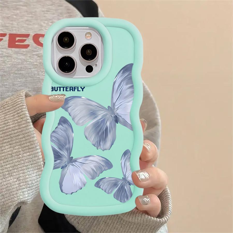 Printed Butterfly Case for iPhone 15 Plus XR 13 8 17 Air 12 16 Pro Max 14 11 Soft Phone Cover