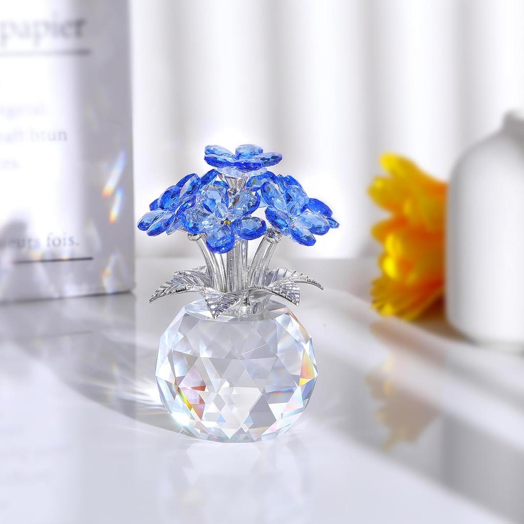 Ornalrist Blue K9 Crystal Forget Me Not Flowers Gifts for Women, Mom, Meaningful Remembrance Gifts, Birthday Gifts for Friend Sister, Glass