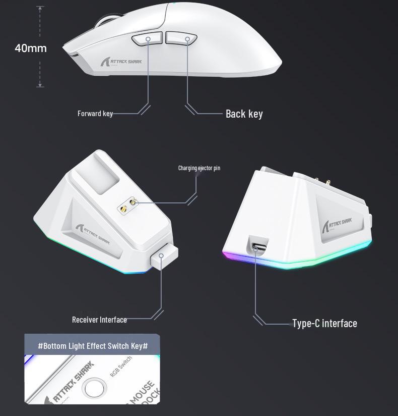 Attack Shark X11 Tri-Mode RGB Gaming Mouse with PAW3311 Sensor and Bluetooth Wireless Charging