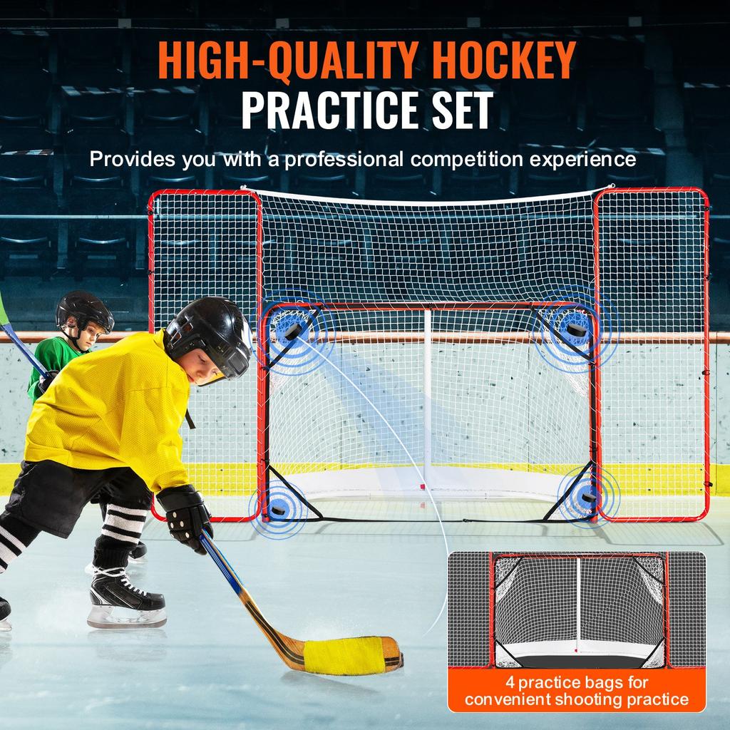 VEVOR Hockey Goal with Backstop and Targets Street Outdoor Steel Hockey Net 182.9 Cm