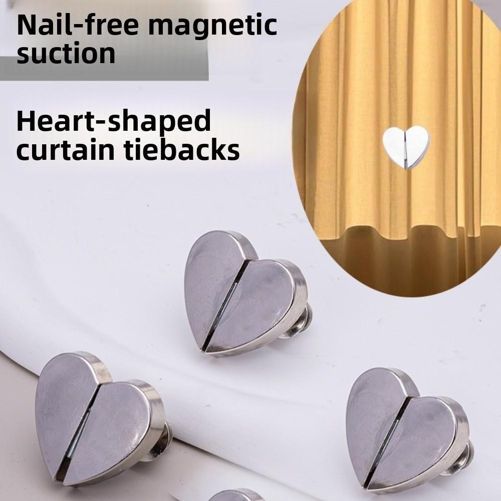 8PCS Anti-Slip Magnetic Curtain Buckle Heart-Shaped Detachable Snap Hooks Curtain Clips  Bathroom