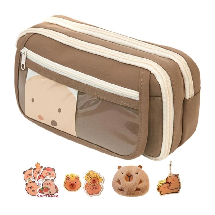 Large Pencil Case 9 Compartments High Capacity Pencil Bag Canvas Pen Pouches Travel Makeup Bag for Office School Travel