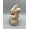 Used Vintage Maneki-neko (beckoning cat) piggy bank, approx. 21.5cm tall, early Showa period, for luck and fortune, money-attracting lucky charm.