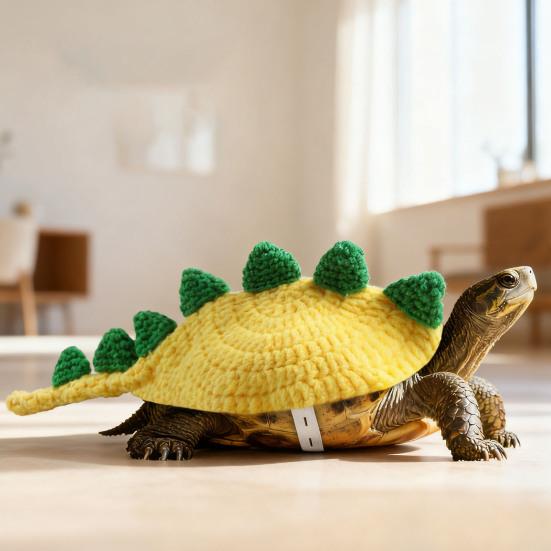 Yousheng Dinosaur Turtle Costume Adjustable Cute Turtle Sweater Hand-Knitted Warm Apparel for Pet Tortoise Turtle Party Cosplay Costume Photo Shoot