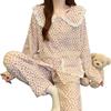 Cloud Cotton Pajamas Women'S Spring Sweet Pink Floral Long-Sleeved Loungewear Suit