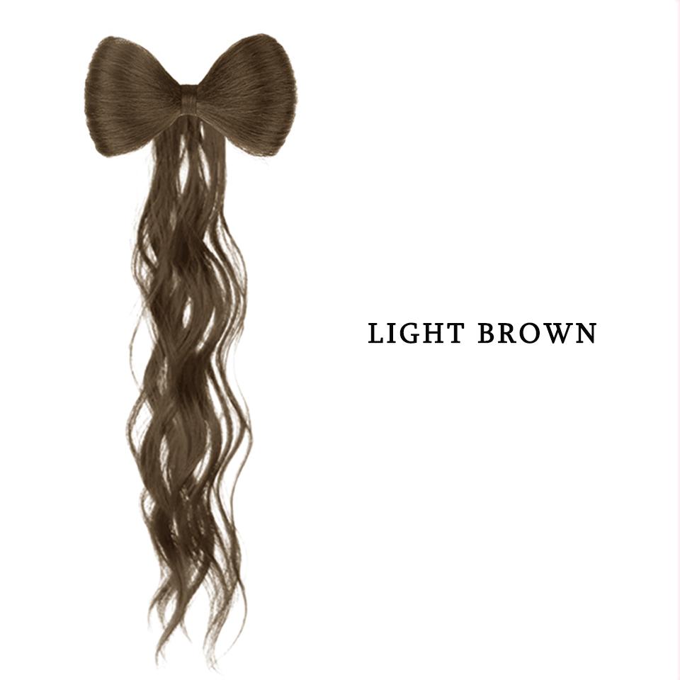 Syntetisk chignon sløyfe hestehale klips i hårforlengelser Naturlig falskt mørkt brunt hår Hårnåler Bånd Tilbehør for kvinner