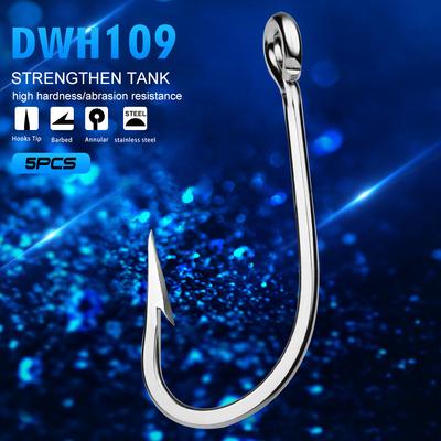 5pcs/bag Deep Sea Ship Fishing Sea Fishing Stainless Steel Hook Barbed Tuna Hook Seawater Corrosion Resistant Iron Plate Hook