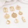 1 Piece Copper Galaxy Charms Sun Moon Round Shell Gold Color Pendants for DIY Making Necklace Bracelets Jewelry Findings