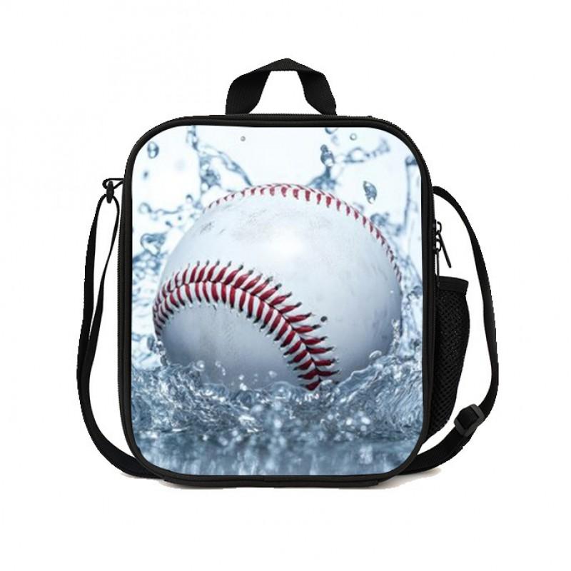 Kids Lunch Bag With Football Basketball Print - Lightweight School Backpack Elementary Students Nylon Insulated Lunchbox Tote