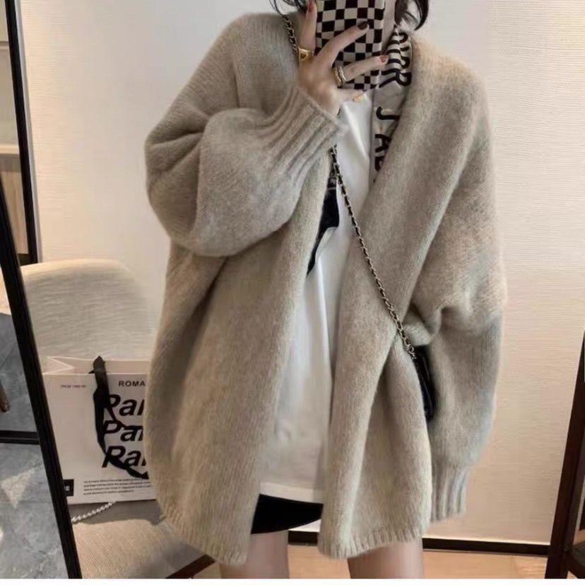 Autumn/Winter 2025 Women's Loose Knit Cardigan - Soft & Cozy Mid-Length Sweater