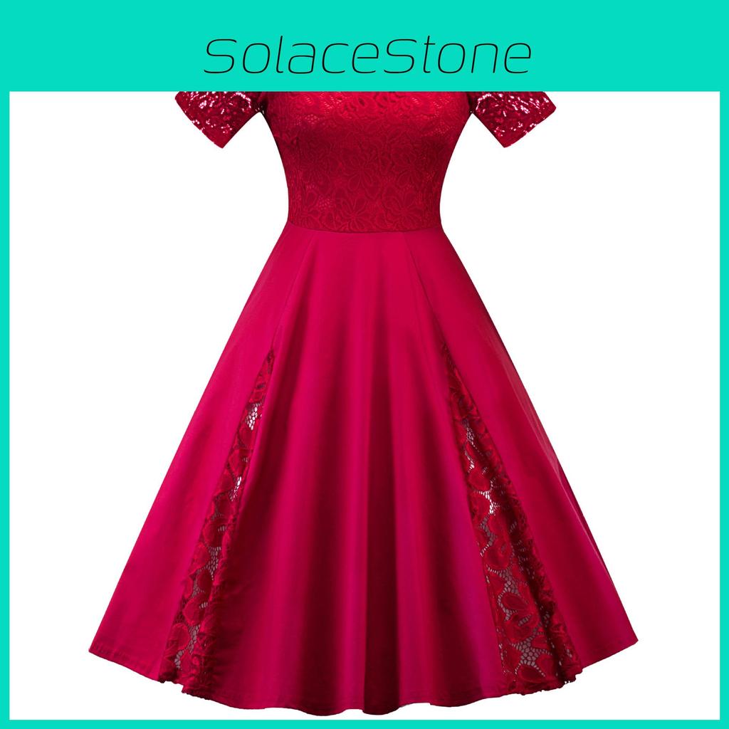 Elegant Plus Size Lace Dress With Off Panel Shoulder Design And High Waist Silhouette For Sophisticated Occasions