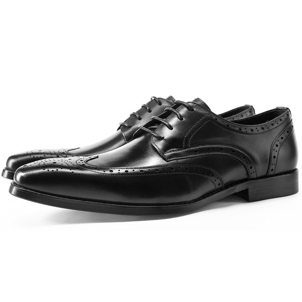 Business Dress Men's Brock Shoes Cowhide Polished Small Square Head Men's Shoes