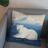 2D Polar Bear And Icy Landscape Throw Pillow Pattern Cushion Cover Suitable For Sofa Bedroom Car Pillow Cover