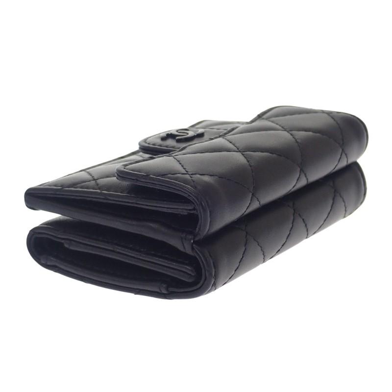 CHANEL  AP0230_B13639 Tri-fold wallet So Black lambskin Women