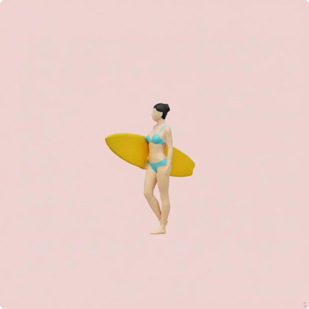 1:64 Surfing Figure Micro Landscape Beach Surfer Small Figurine Diorama for Sand