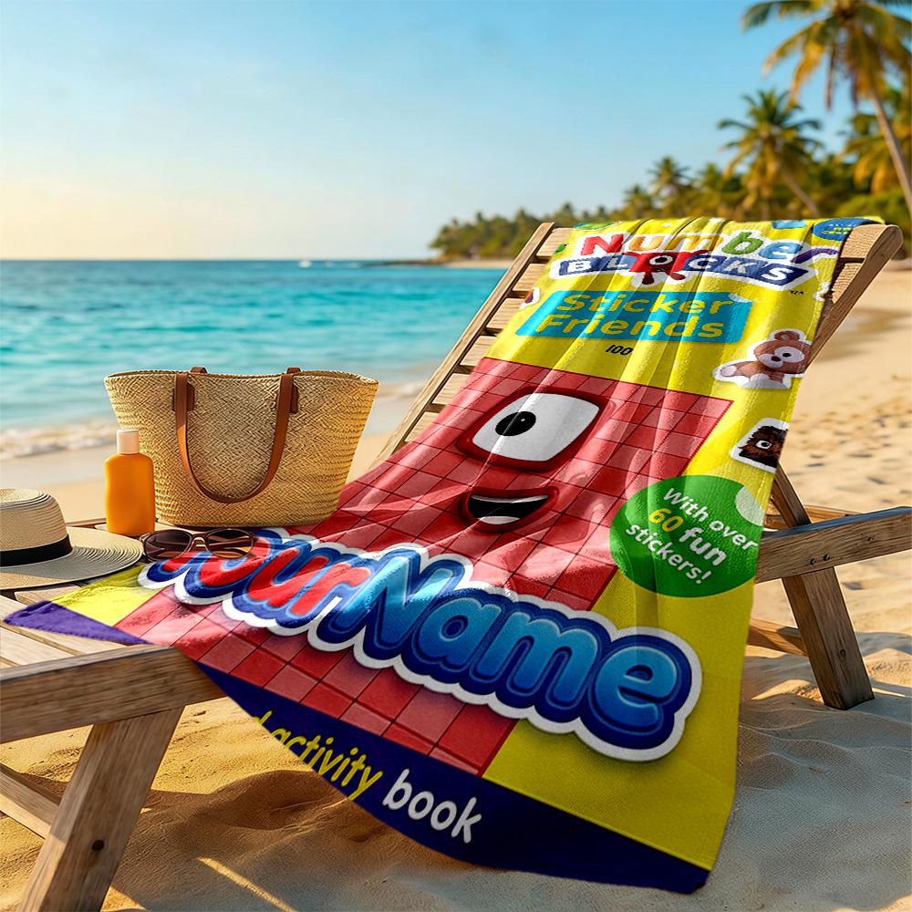 Numberblocks Personalized Text Beach Towel High Absorbency & Quick-Dry Perfect for Traveling Yoga Camping and Swimming