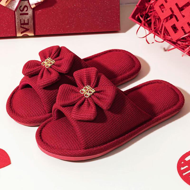 Wedding Couple Bow Slippers