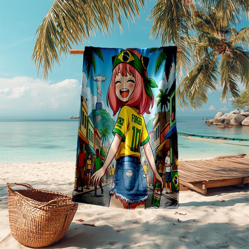 1pc Brazilian Street Celebration Cartoon Quick Dry Microfiber Bath Towel for Swimming Surfing Camping Unisex Holiday. SJT720171