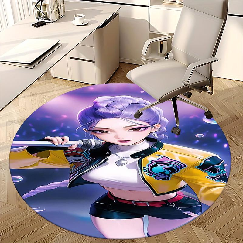 1pc Anime Design Round Carpet - Office Chair Mat, Non-Slip Rug for Anime Fans | Festival Gift, Seasonal Decor | Suitable for Home Office, Living Room