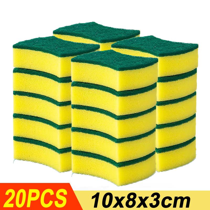 100/5pcs Kitchen Dishwashing Sponge Cleaning Rub Pot Rust Stains Removing Tableware Brush Scrub Sponges Scouring Pad Wholesale