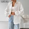 Women's Vintage Casual Solid Color Print Autumn Winter Long Sleeve POLO Neck Jackets & Coats