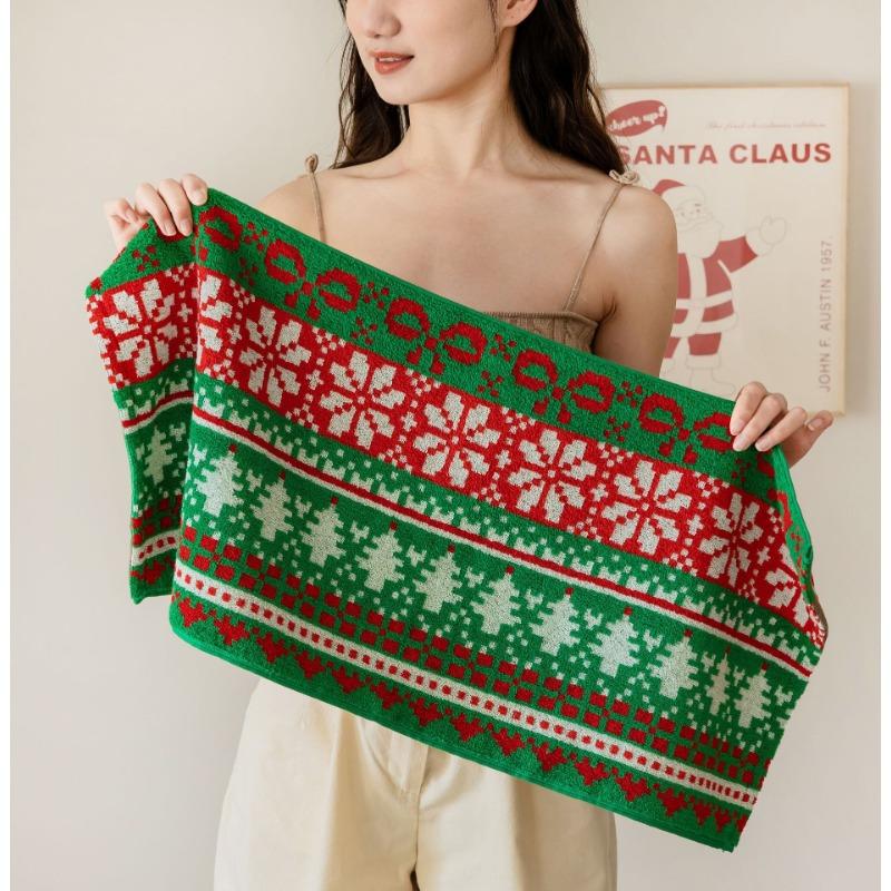 

Різдвяний Довгий Оксамитовий Бавовняний Некручений Квадратний Вовняний Банний Рушник Довгий Оксамитовий Бавовняний Зручний для Шкіри та Вбираючий Рушник для Обличчя Дитячий Дорослий Банний Рушник 70 * 140